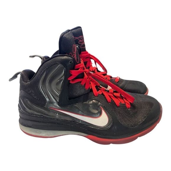 Nike iD Men's Size 11.5 LeBron James 9 Basketball Shoes Miami Heat Black Red - Picture 1 of 16